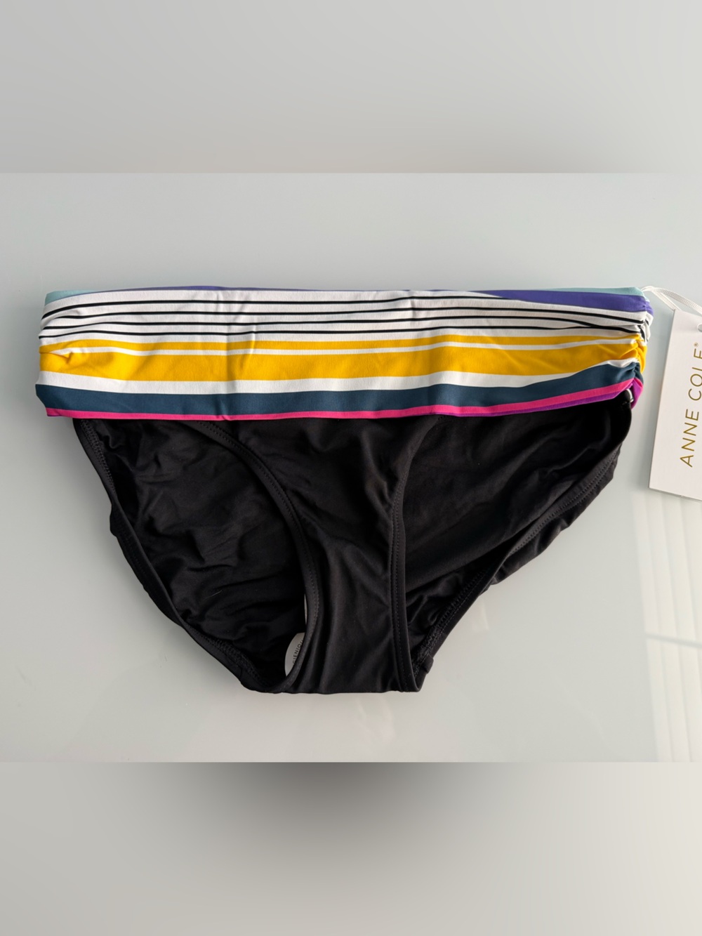 Anne Cole Women’s Fold-Over Striped Swim Bottoms for Ladies Size Small